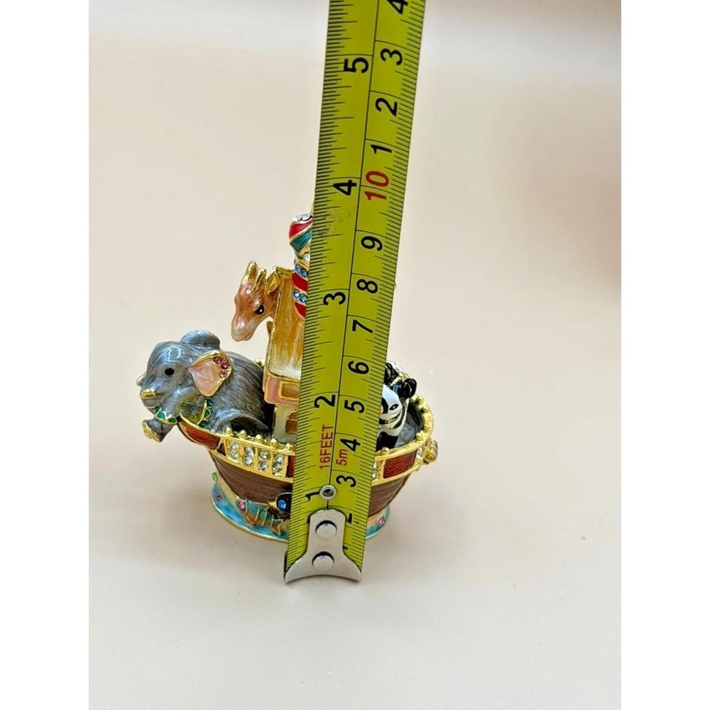 Cracker Barrel Jeweled Noah's Ark Hinged Trinket Box Animals w/ Box